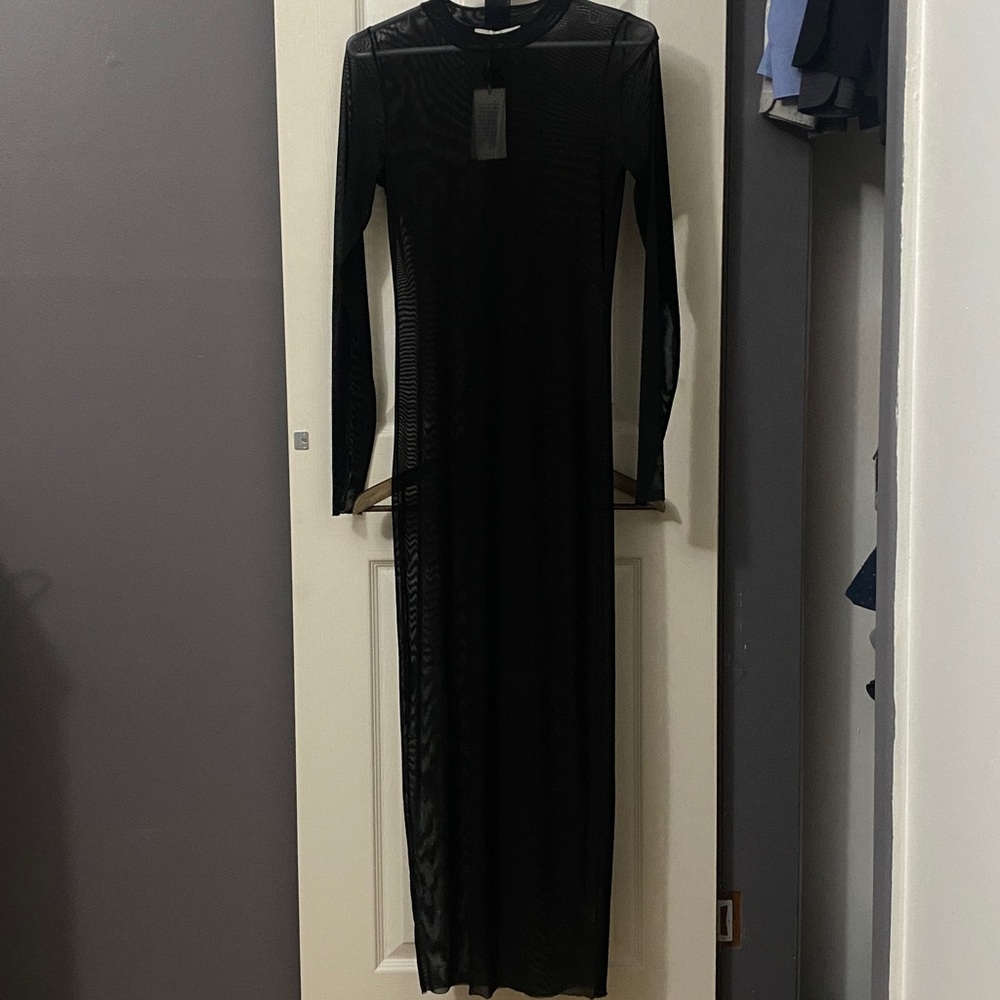Black Sheer Long Sleeve Dress